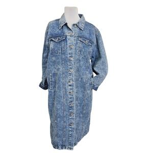 Red Label by Patrol Jeans Denim Shirt Dress XL Blue Button Front Long Sleeve